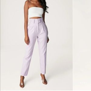 NWT never-worn MESHKI chester high waisted belted pants - lilac